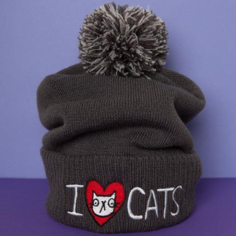 I Heart Cats Bobble Hat | Gifts for Cat Lovers