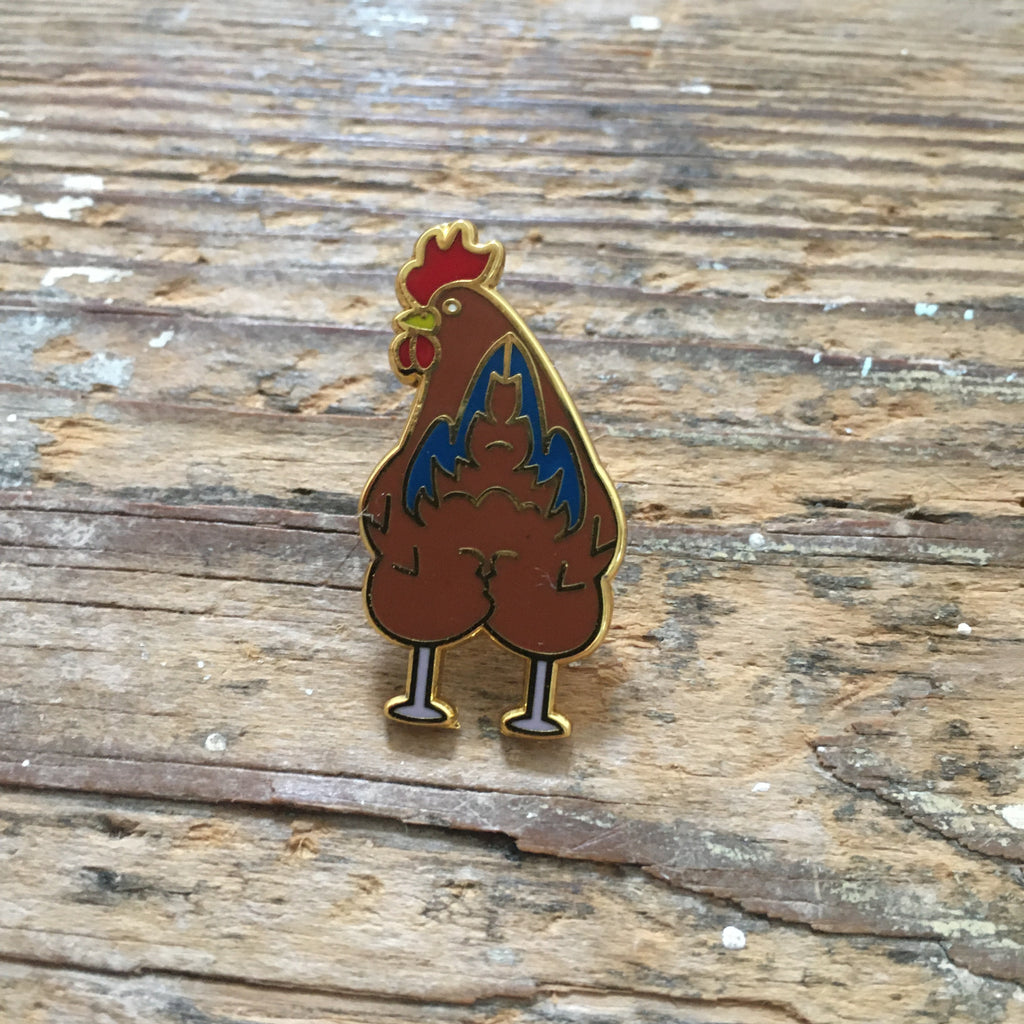Rooster Butt Enamel Pin | Animal Presents with Free UK Delivery