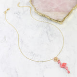 Flamingo Necklace with Daisy Detail Chain | Gifts for Flamingo Lovers
