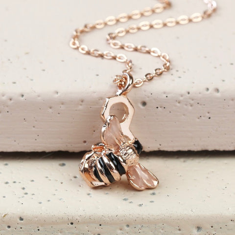 Bumble Bee Necklace in Rose Gold Pendant