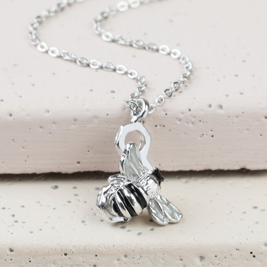 Bumble Bee Necklace in Silver | Animal Themed Stocking Fillers